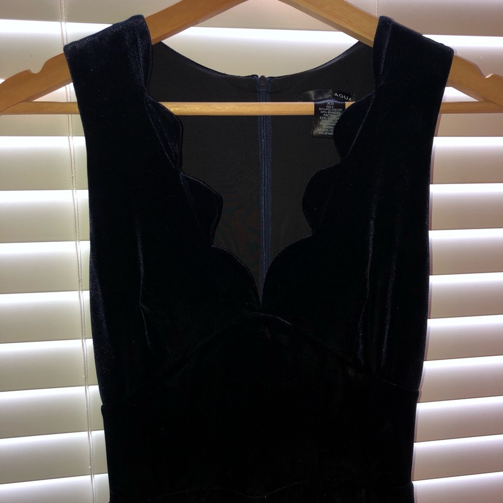Navy Blue Velvet Aqua Dress 💙
